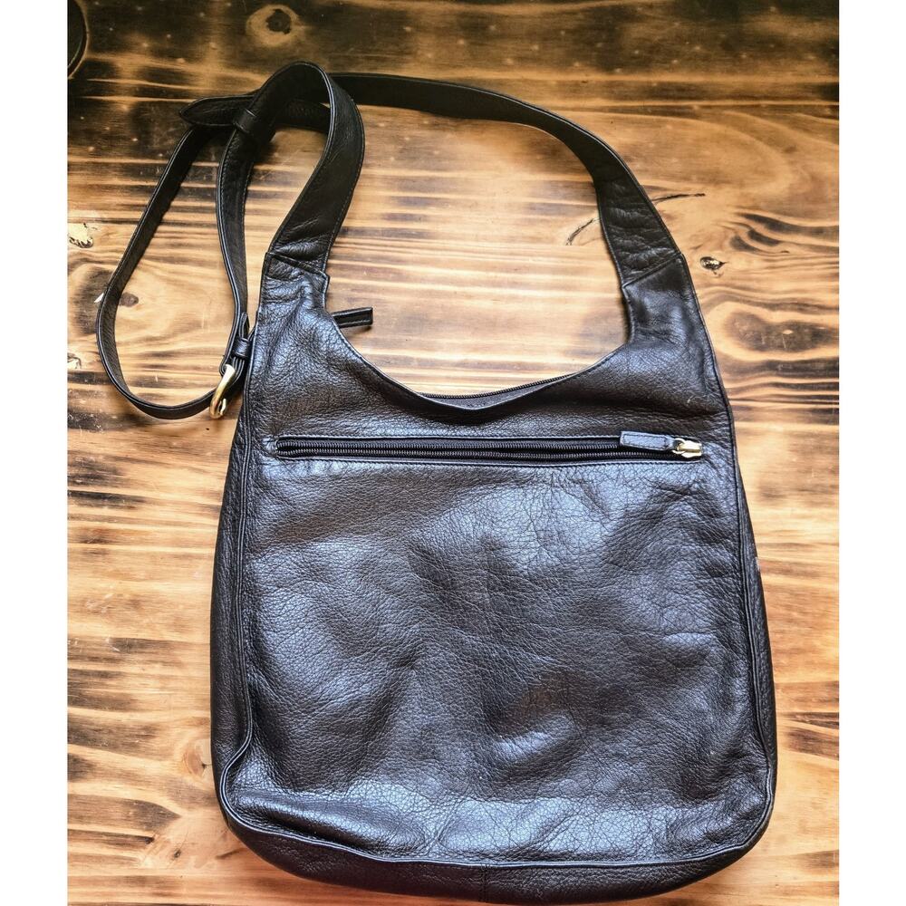 JP Ourse & Cie Bolivia Black Leather Cross Body Traveler Bag Unisex Handbag - Picture 3 of 12